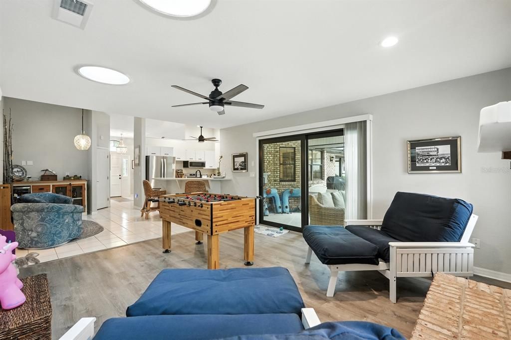 Interior, Kitchen, Living room, Recessed Lighting, Stainless Steel Appliances, Wood Texture Flooring