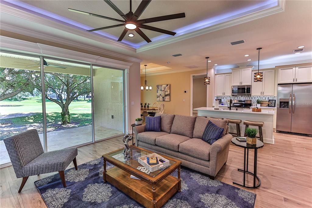 Interior, Kitchen, Living room, Pendant Lights, Recessed Lighting, Stainless Steel Appliances, Wood Texture Flooring