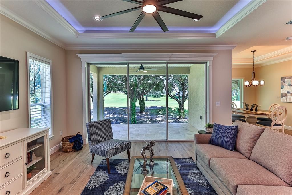 Chandelier, Dining room, Interior, Living room, Pendant Lights, Recessed Lighting, Wood Texture Flooring