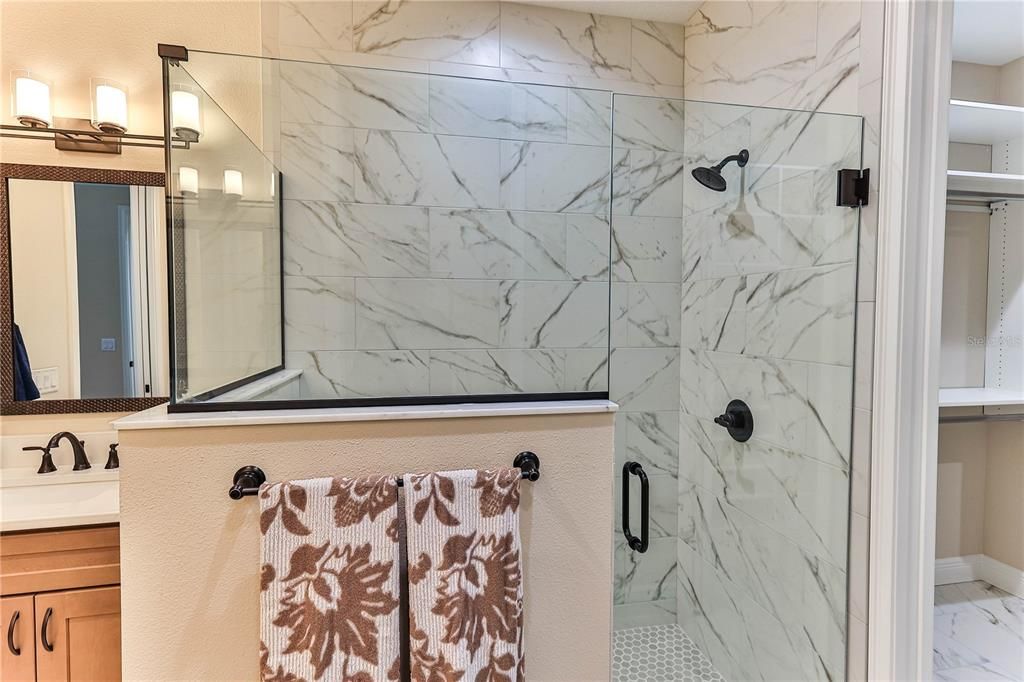 Bathroom, Glass Shower, Interior, Marble, Marble Walls