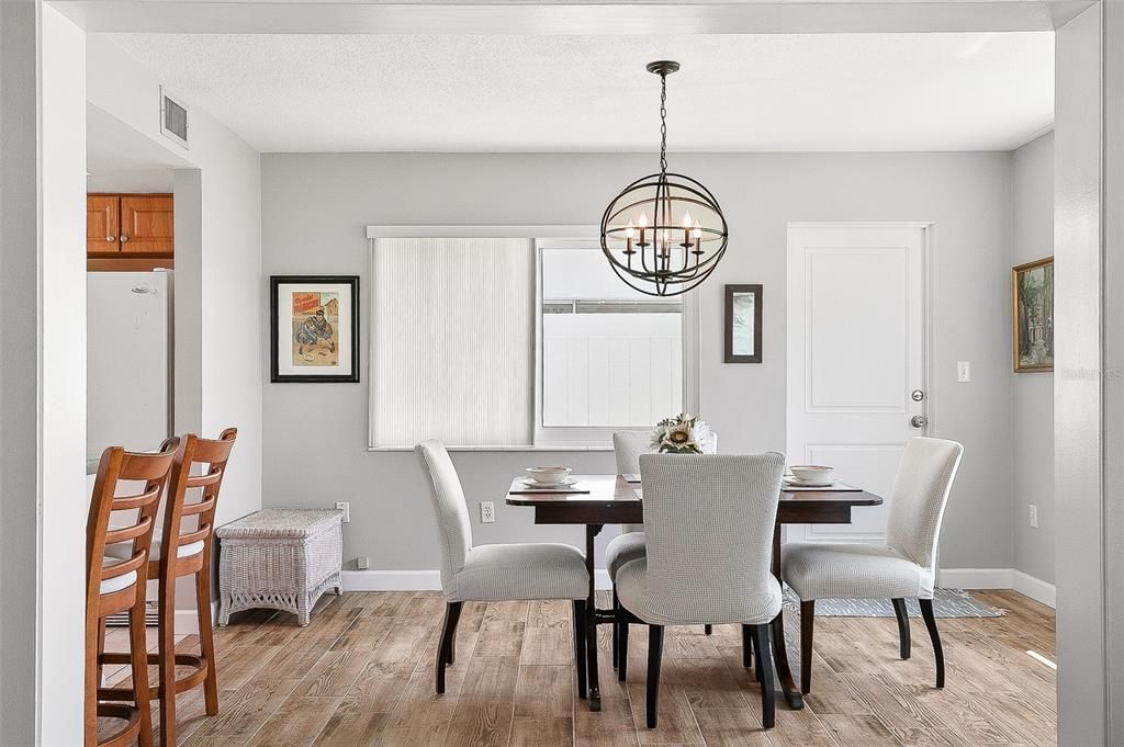 Chandelier, Dining room, Interior, Pendant Lights, Wood Texture Flooring