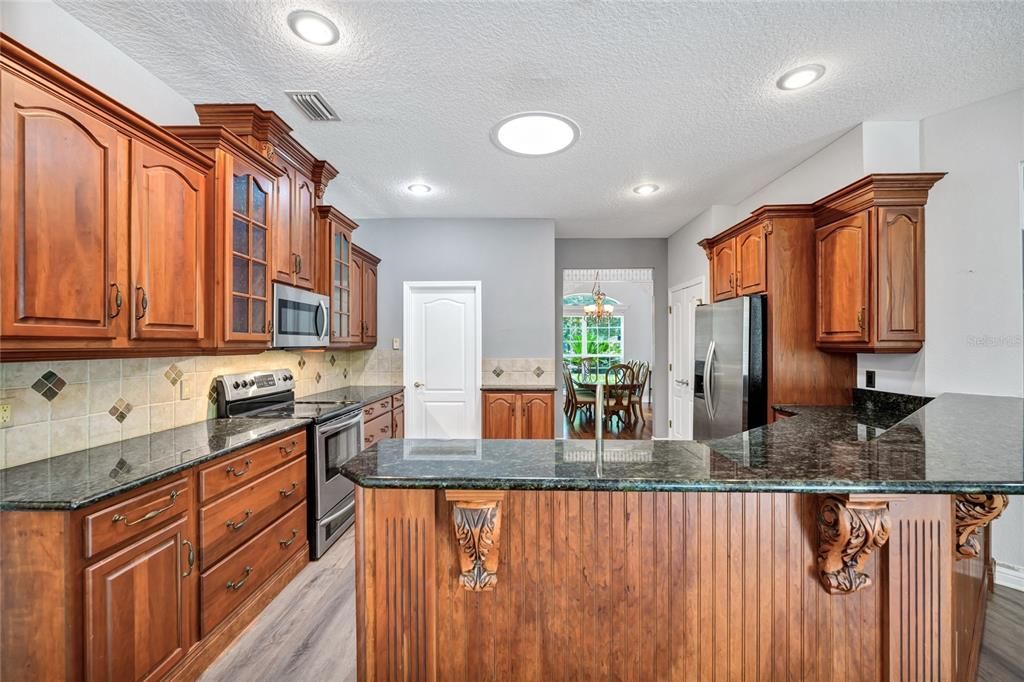 Interior, Kitchen, Recessed Lighting, Wood Texture Flooring