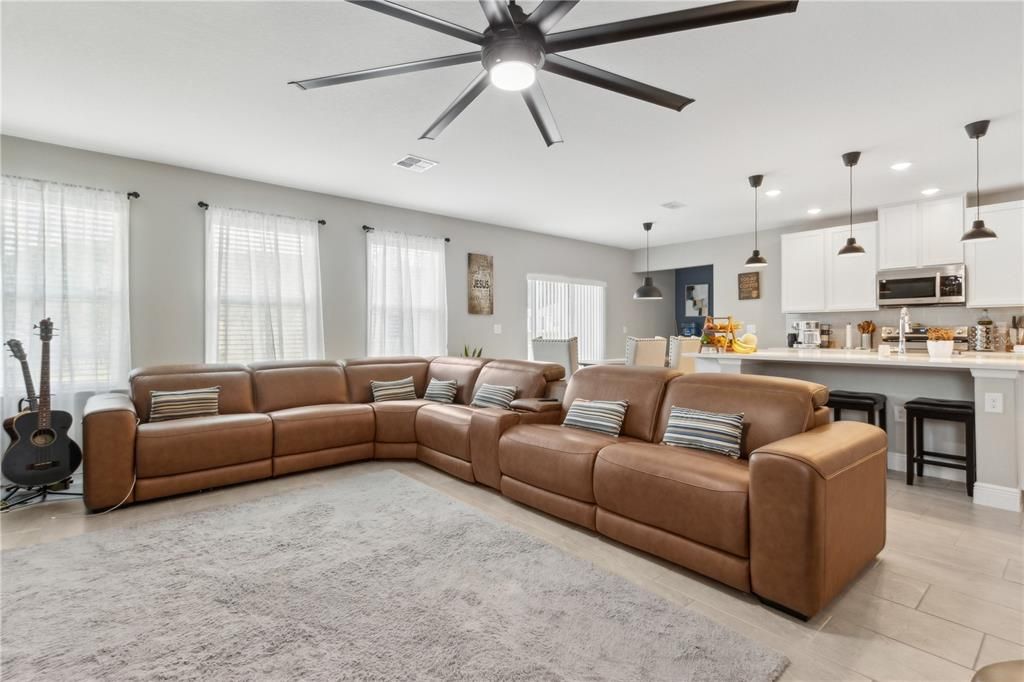 Interior, Kitchen, Living room, Pendant Lights, Recessed Lighting, Wood Texture Flooring