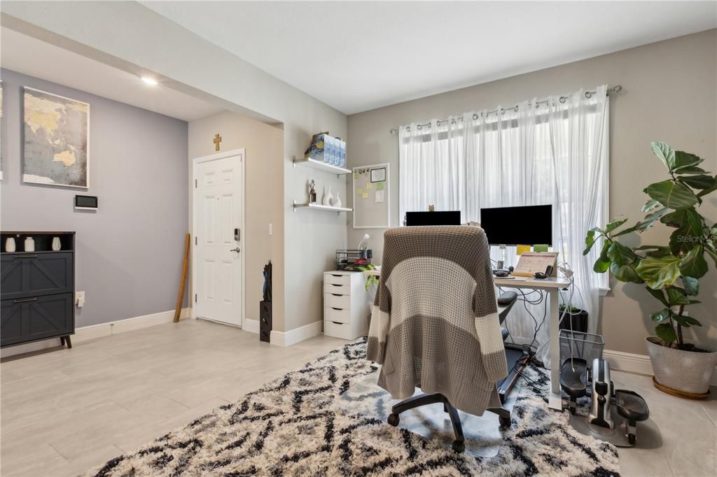 Home Office, Interior, Recessed Lighting, Wood Texture Flooring