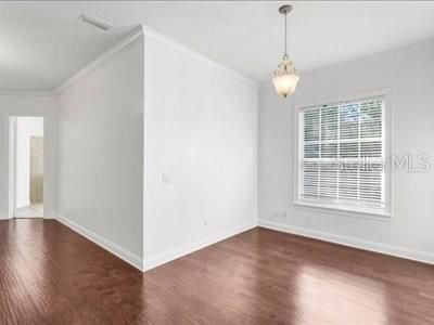 Empty room, Interior, Pendant Lights, Wood Texture Flooring