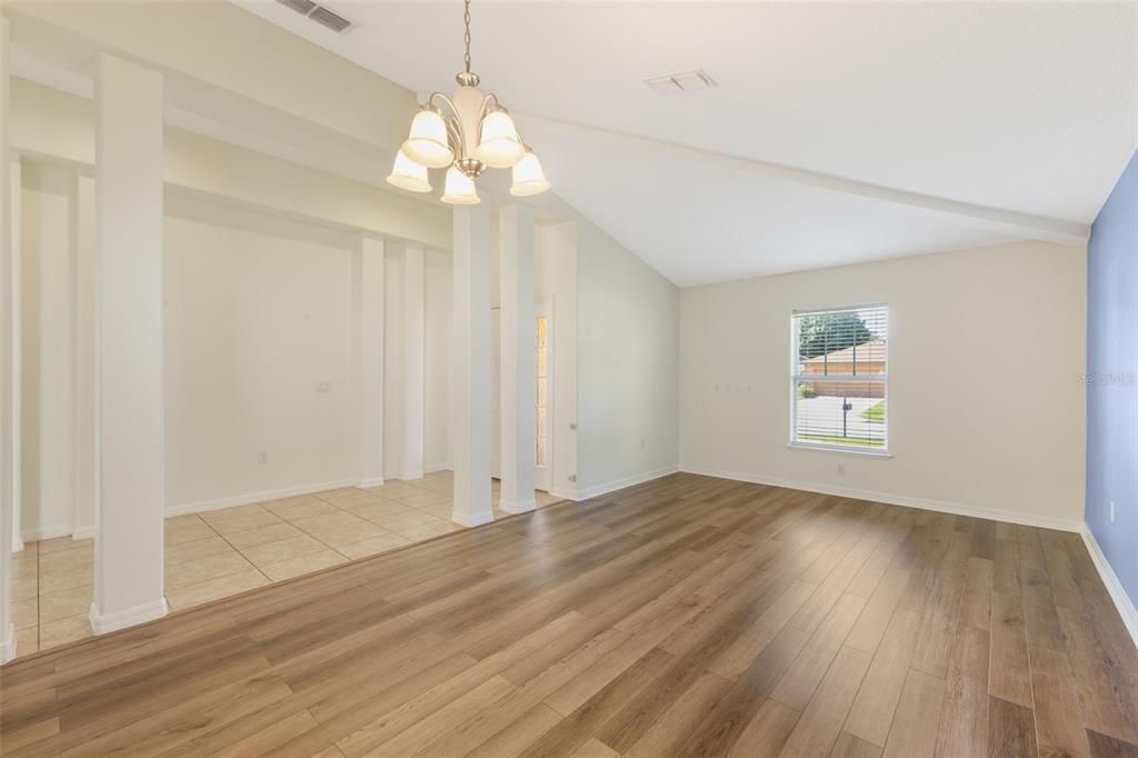 Chandelier, Empty room, Interior, Wood Texture Flooring