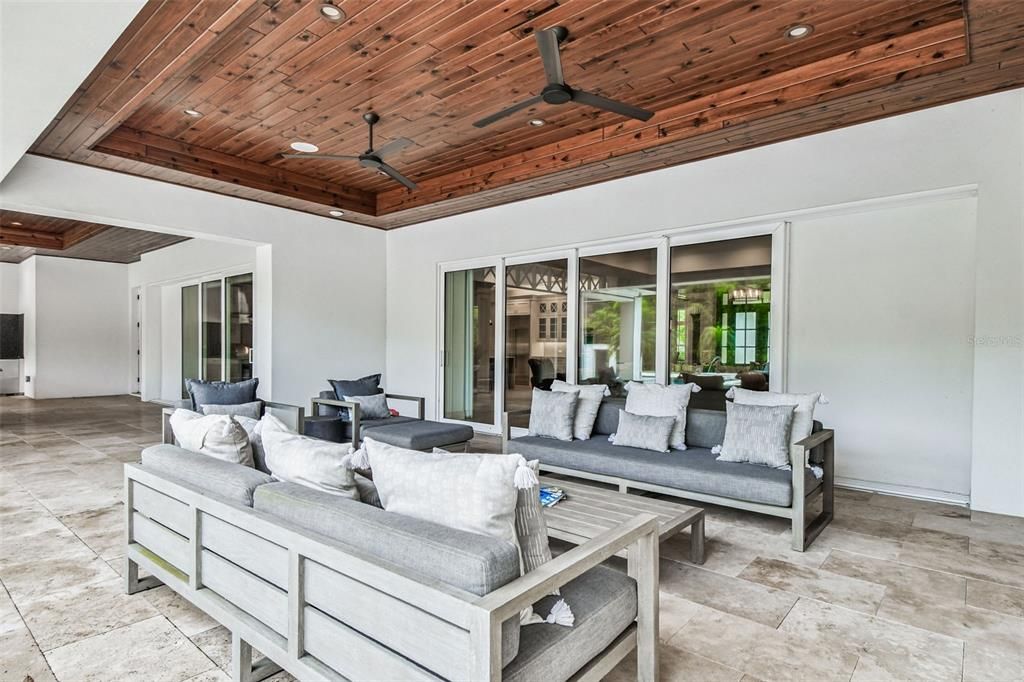 Interior, Living room, Recessed Lighting, Wooden Ceilings