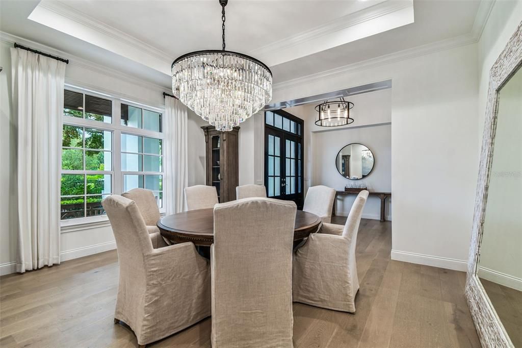 Chandelier, Dining room, Interior, Wood Texture Flooring