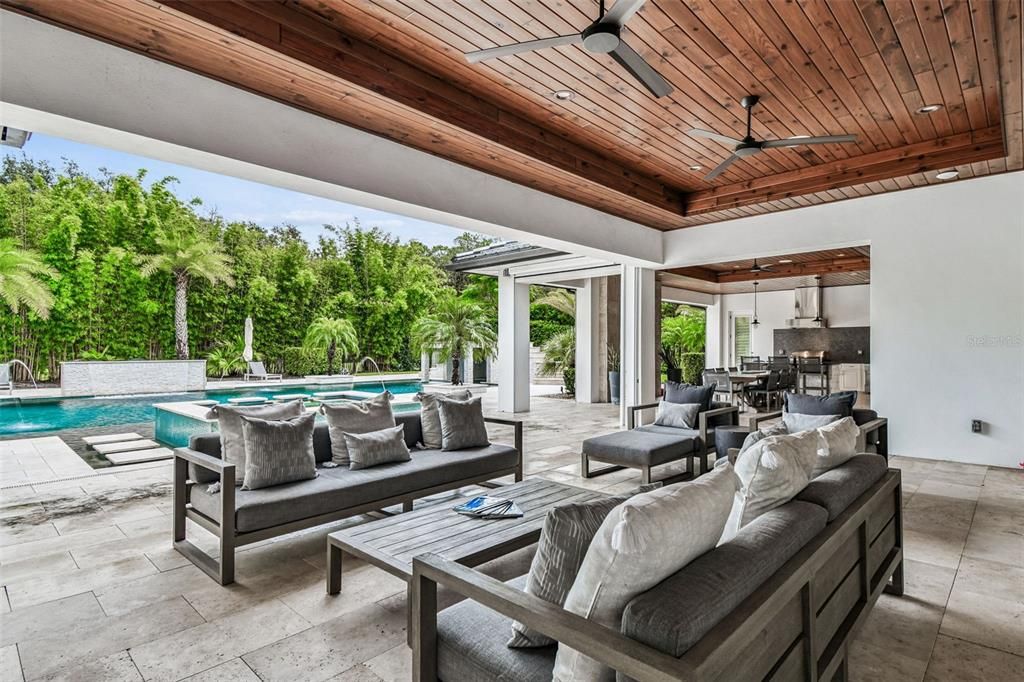 Exterior, Outdoor Kitchen, Pool, Wooden Ceilings