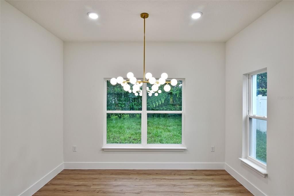 Chandelier, Empty room, Interior, Pendant Lights, Recessed Lighting, Wood Texture Flooring