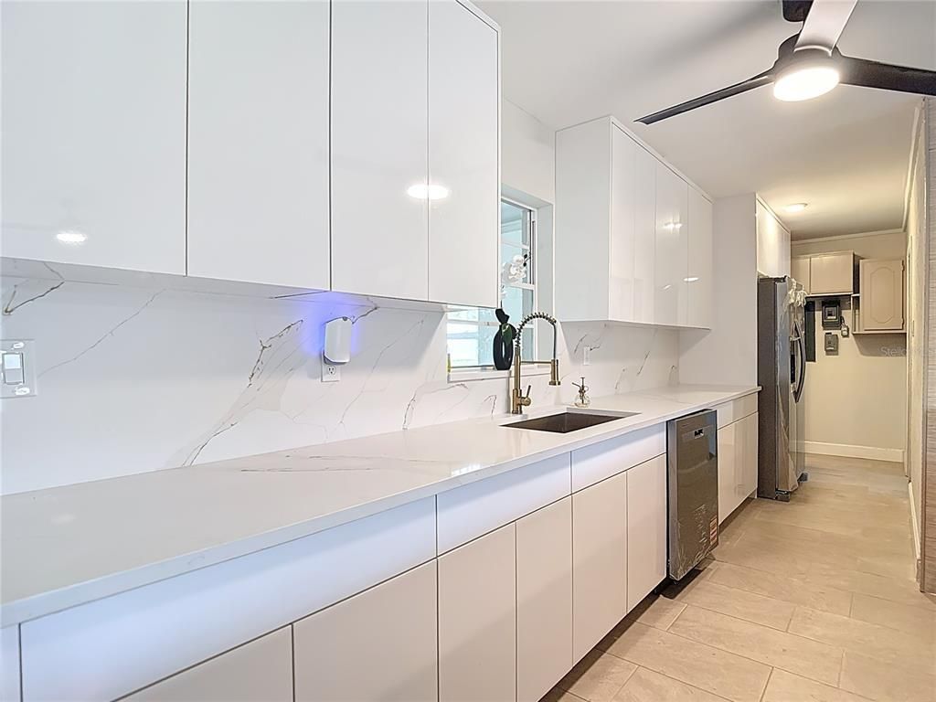 Interior, Kitchen, Recessed Lighting, Wood Texture Flooring