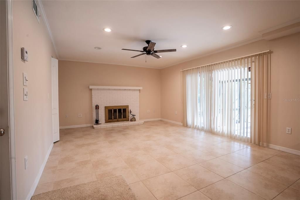Empty room, Fireplace, Interior, Recessed Lighting