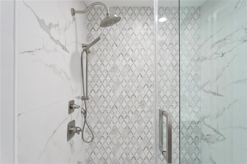 Bathroom, Glass Shower, Interior, Marble Walls