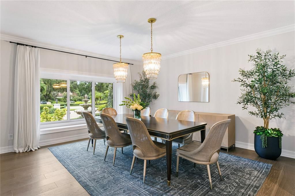 Chandelier, Dining room, Interior, Wood Texture Flooring