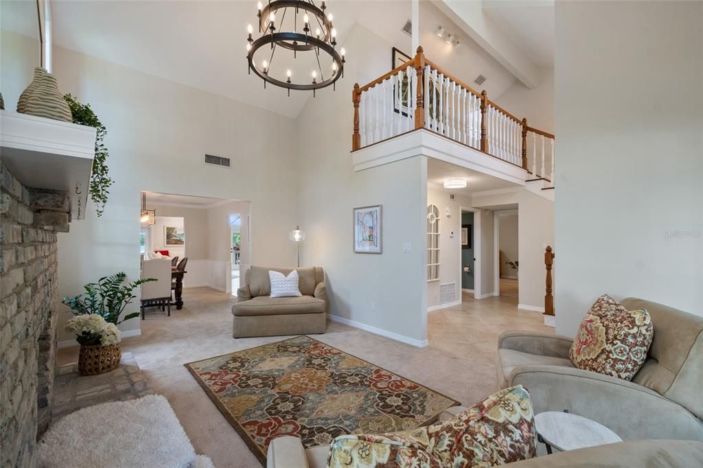 Chandelier, Dining room, Fireplace, Interior, Living room