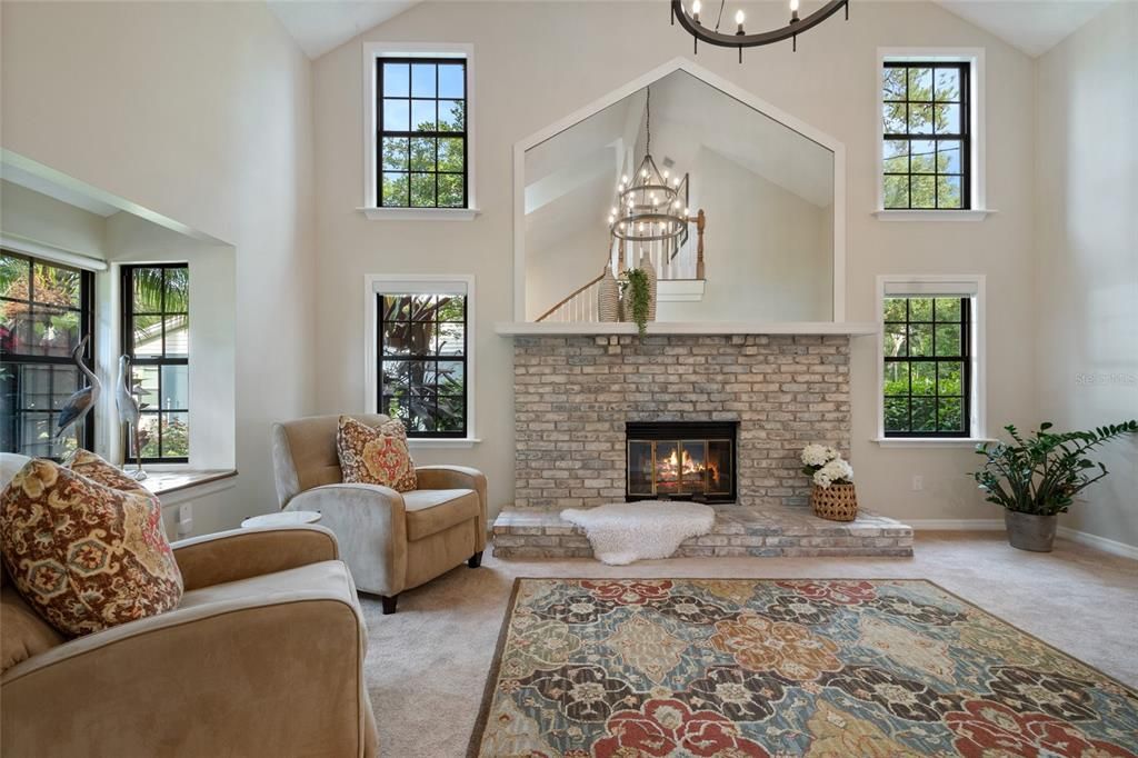Chandelier, Fireplace, Interior, Living room, Pendant Lights