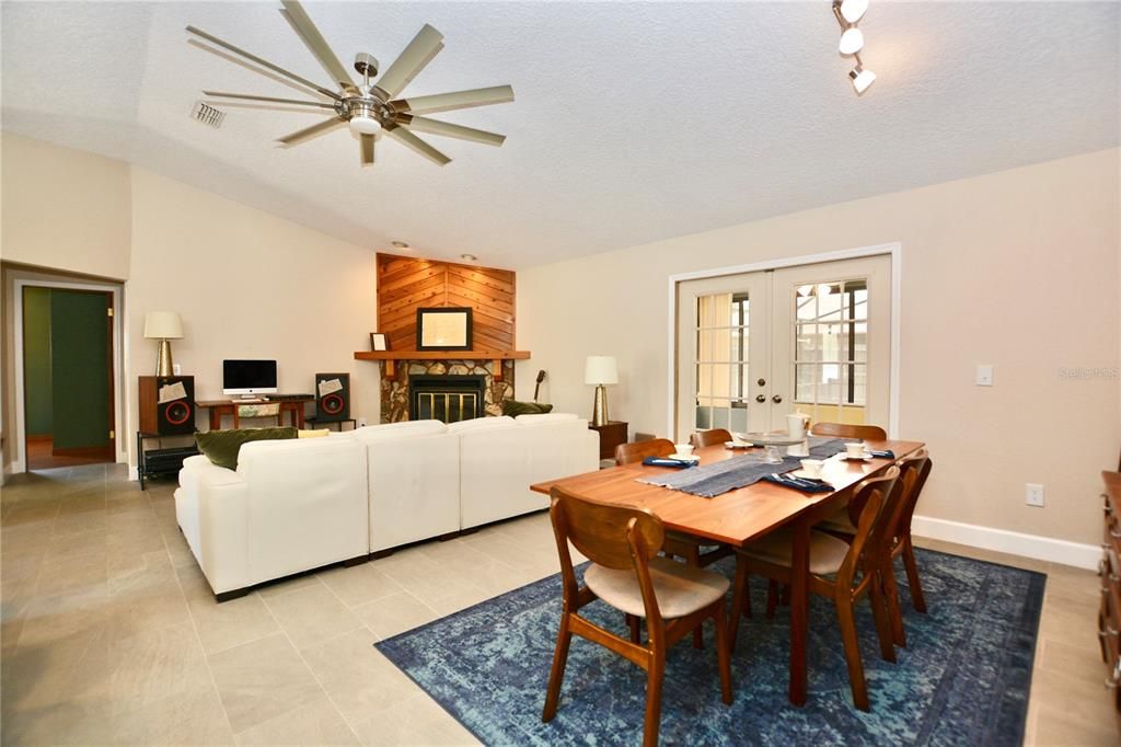 Dining room, Fireplace, Interior, Living room