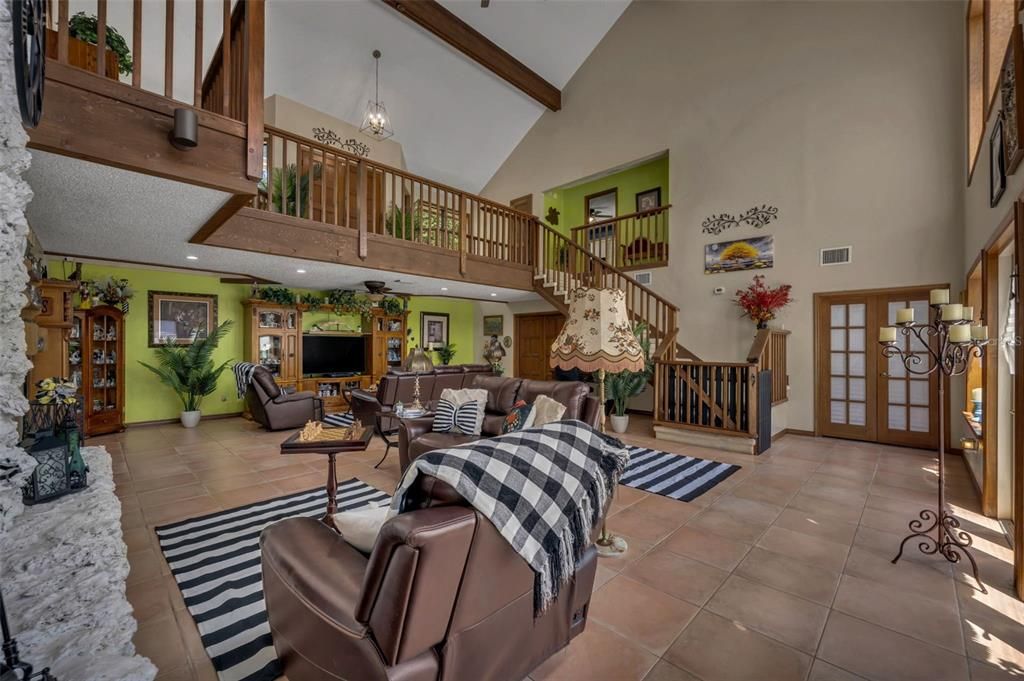 Interior, Living room, Recessed Lighting, Wooden Beams