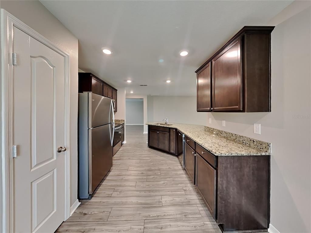 Interior, Kitchen, Recessed Lighting, Wood Texture Flooring