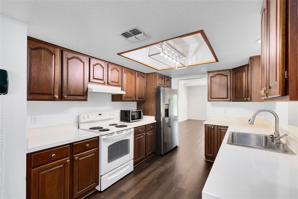 Interior, Kitchen, Recessed Lighting, Wood Texture Flooring