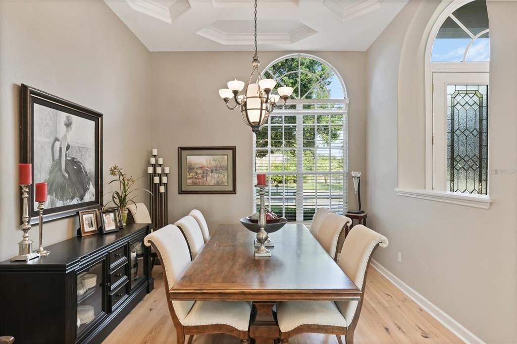 Chandelier, Dining room, Interior, Wood Texture Flooring