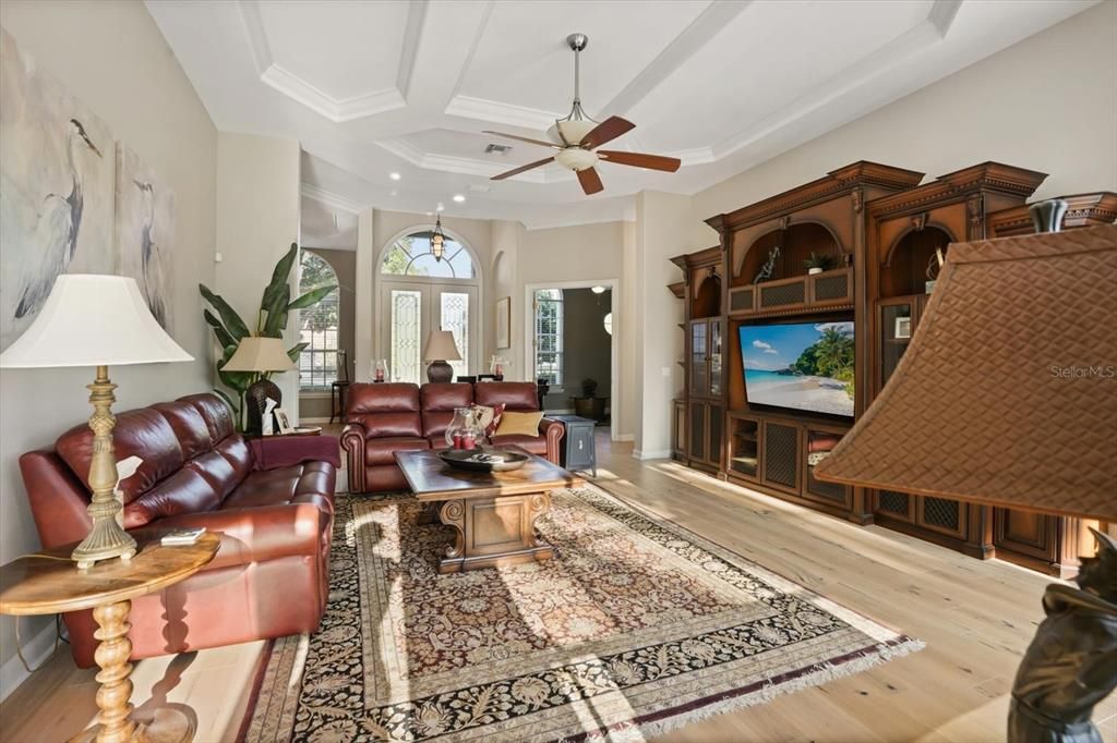 Interior, Living room, Recessed Lighting, Wood Texture Flooring