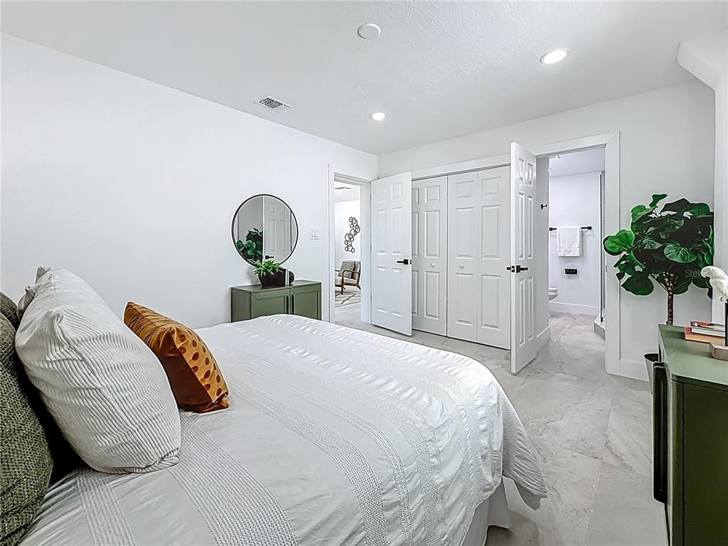 Bedroom, Interior, Marble, Recessed Lighting