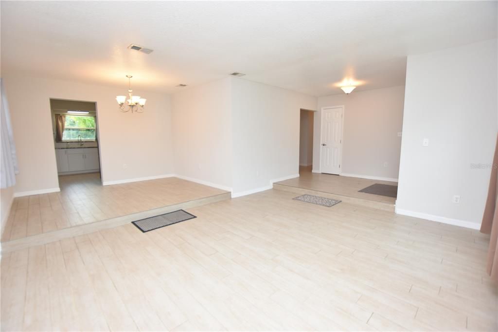 Chandelier, Empty room, Interior, Wood Texture Flooring