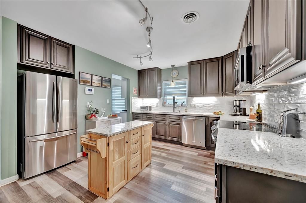 Interior, Kitchen, Stainless Steel Appliances, Wood Texture Flooring