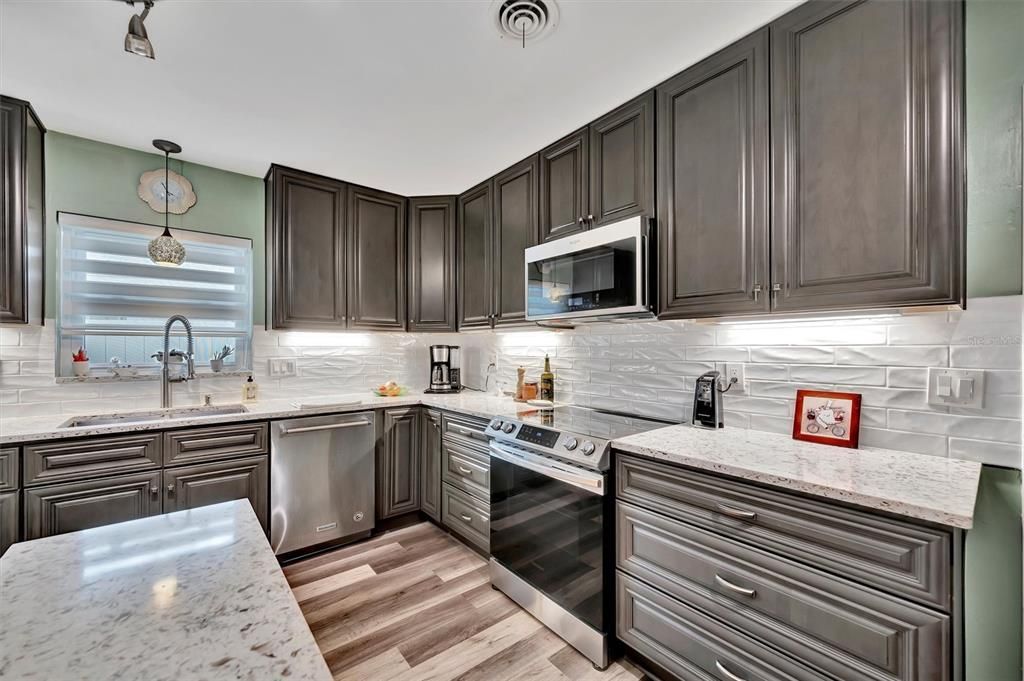 Interior, Kitchen, Stainless Steel Appliances, Wood Texture Flooring