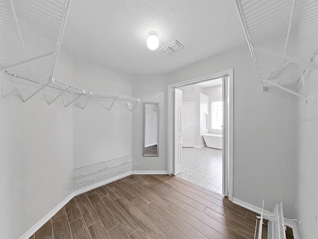 Bathroom, Free Standing Baths, Interior, Walk-in Closets, Wood Texture Flooring