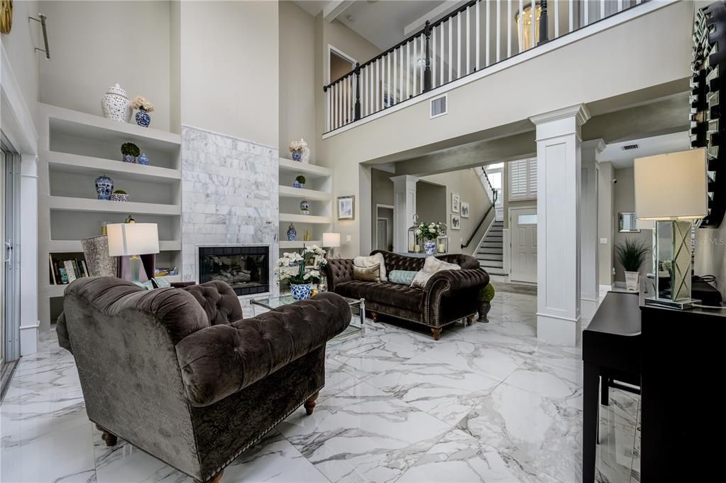 Fireplace, Interior, Living room, Marble