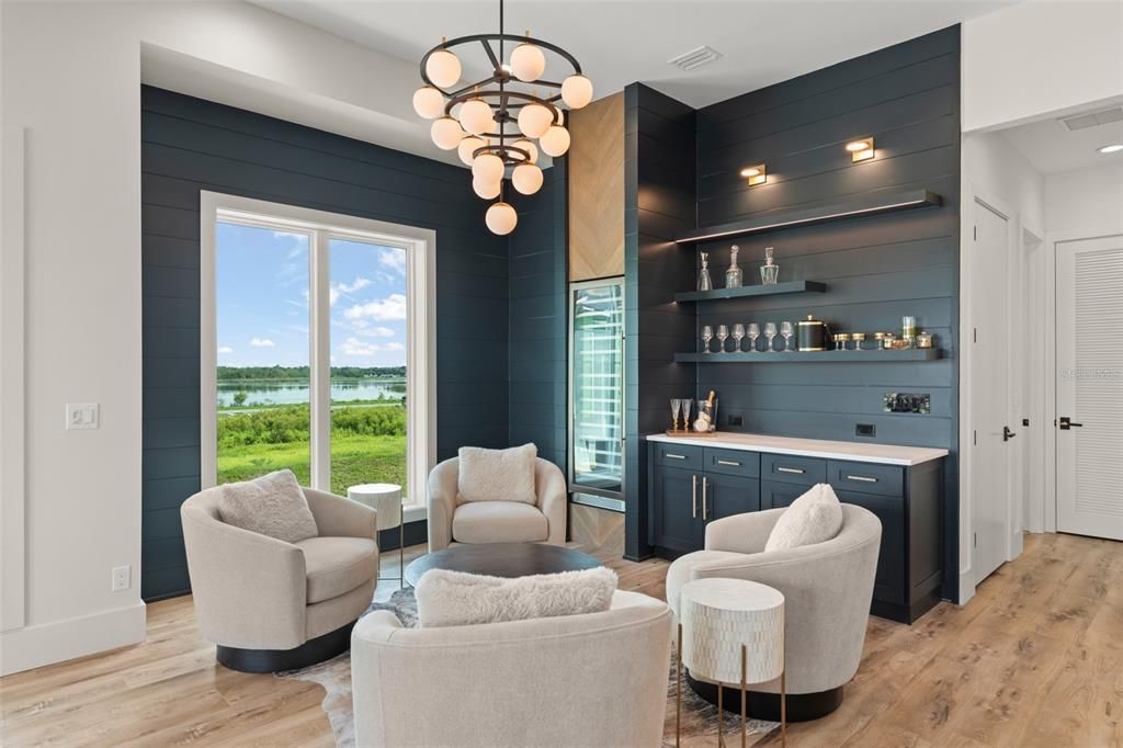 Interior, Living room, Pendant Lights, Recessed Lighting, Water, Wood Texture Flooring