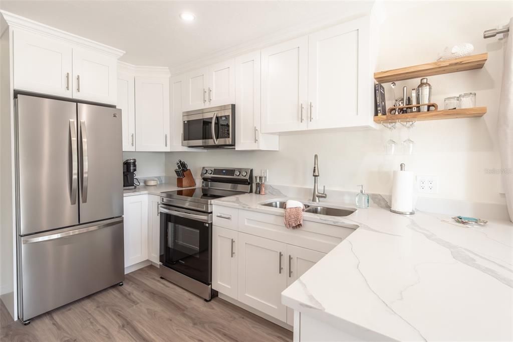 Interior, Kitchen, Recessed Lighting, Wood Texture Flooring