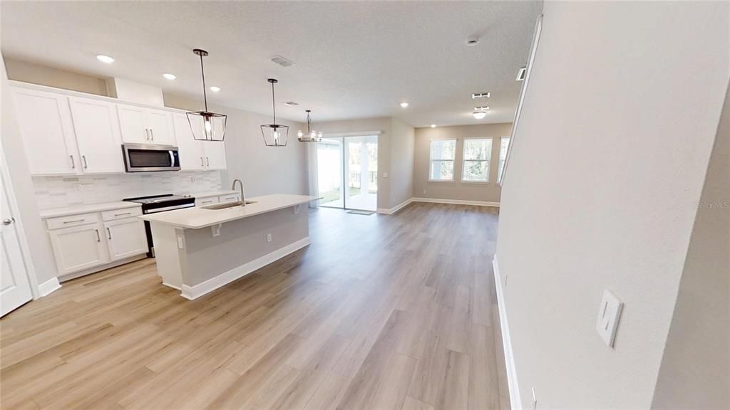Interior, Kitchen, Pendant Lights, Recessed Lighting, Wood Texture Flooring