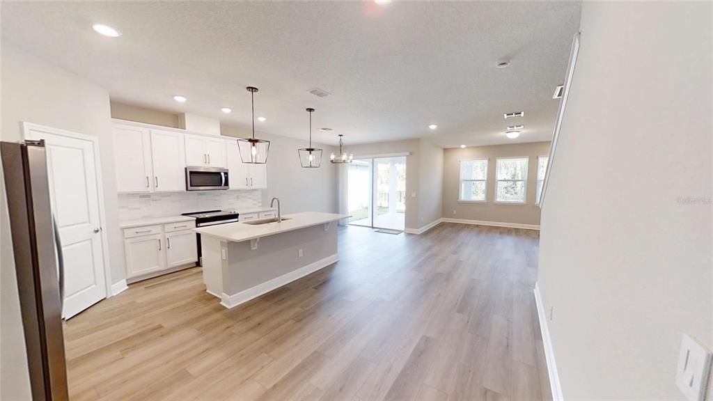 Interior, Kitchen, Pendant Lights, Recessed Lighting, Wood Texture Flooring