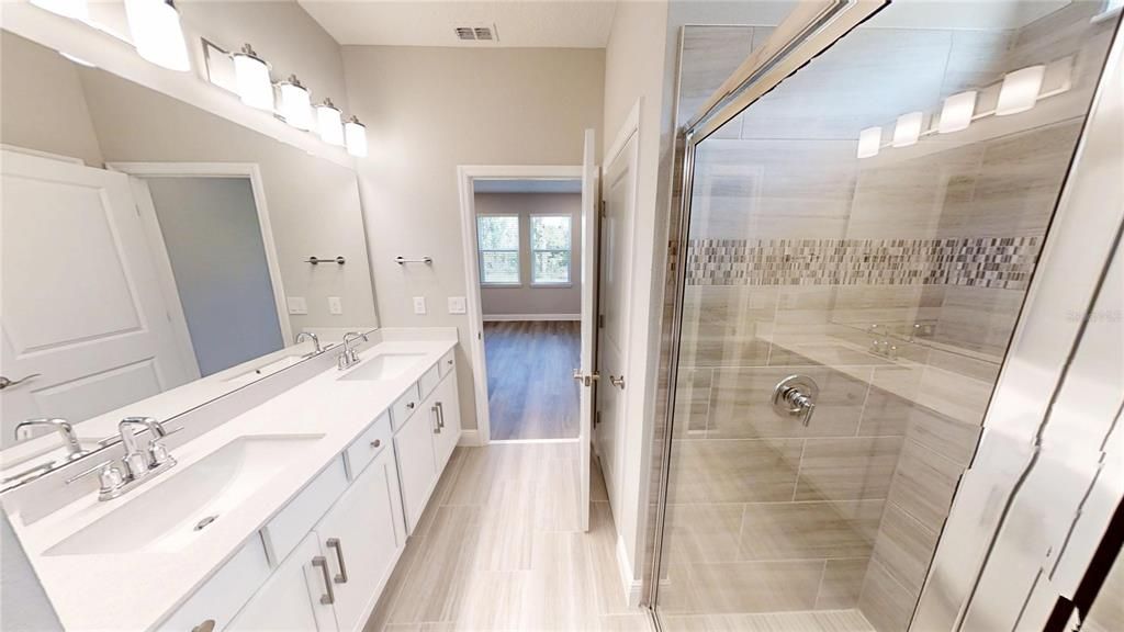Bathroom, Dual Sink Vanities, Glass Shower, Interior