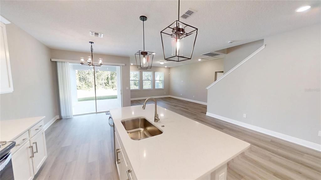 Interior, Kitchen, Pendant Lights, Recessed Lighting, Wood Texture Flooring
