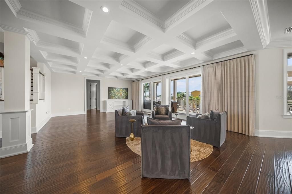 Interior, Living room, Recessed Lighting, Wood Texture Flooring