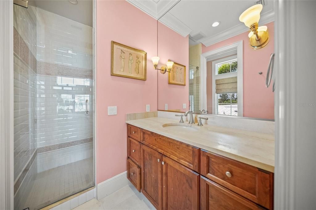 Bathroom, Glass Shower, Interior, Recessed Lighting