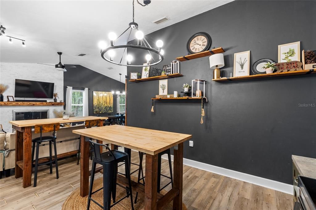Chandelier, Dining room, Interior, Pendant Lights, Wood Texture Flooring