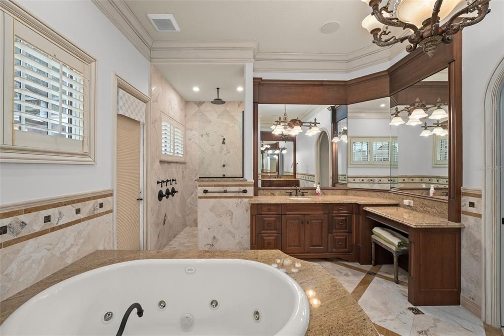 Bathroom, Dual Sink Vanities, Glass Shower, Interior, Recessed Lighting
