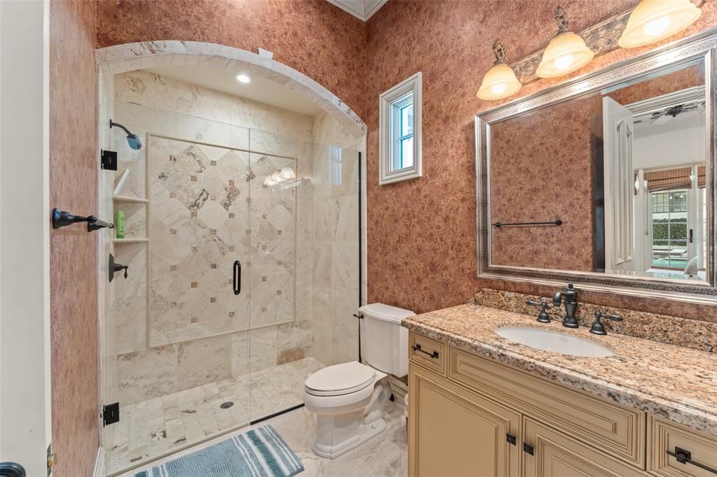 Bathroom, Glass Shower, Interior, Recessed Lighting