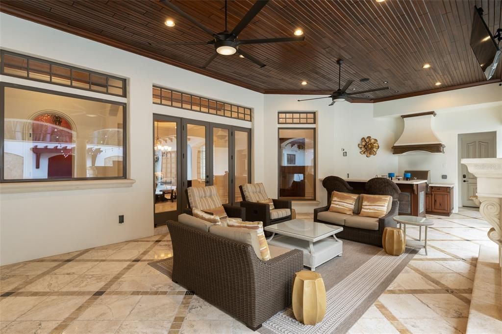 Interior, Living room, Recessed Lighting, Wooden Ceilings