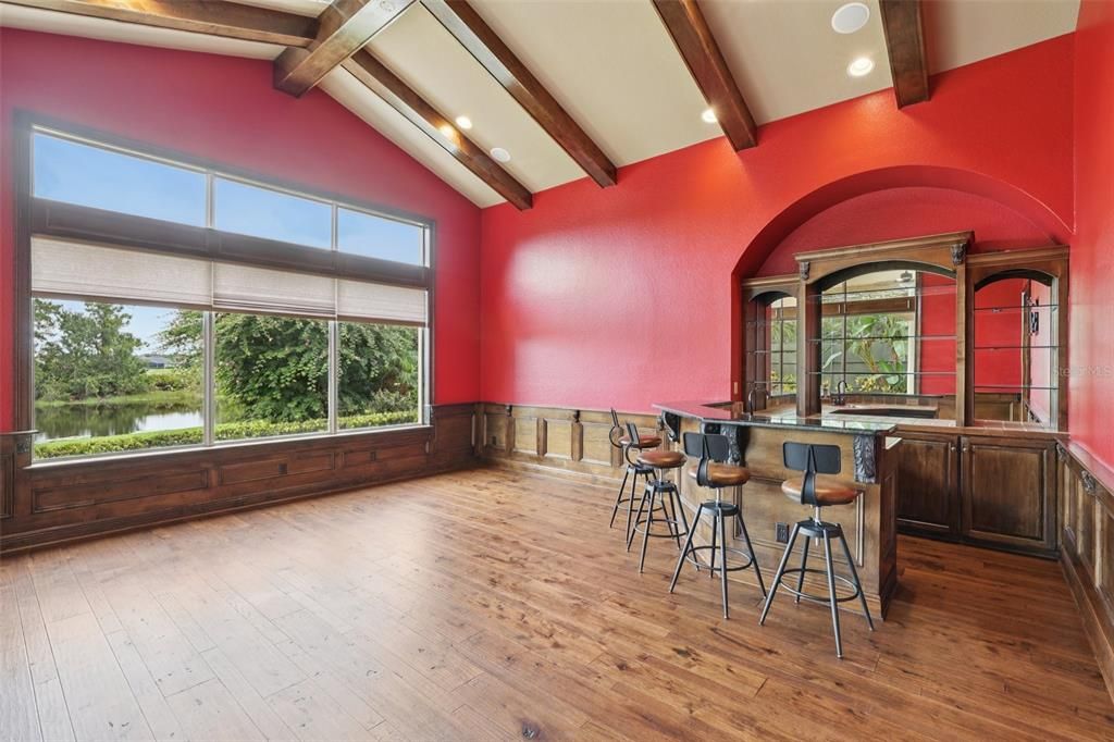 Interior, Recessed Lighting, Wooden Beams, Wood Texture Flooring