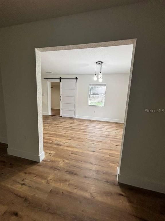 Empty room, Interior, Pendant Lights, Wood Texture Flooring