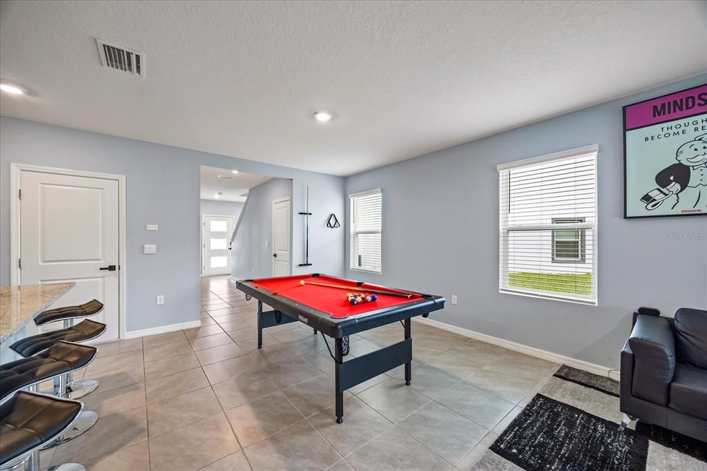 Billiard Table, Game Room, Interior, Recessed Lighting