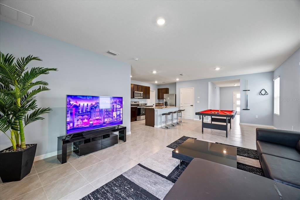 Billiard Table, Game Room, Interior, Kitchen, Recessed Lighting