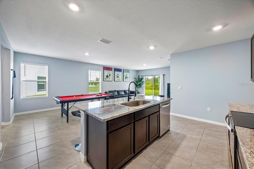Billiard Table, Game Room, Interior, Kitchen, Recessed Lighting