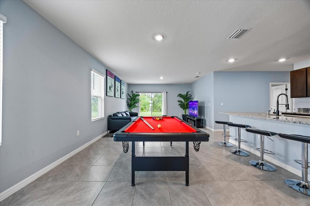 Billiard Table, Game Room, Interior, Recessed Lighting